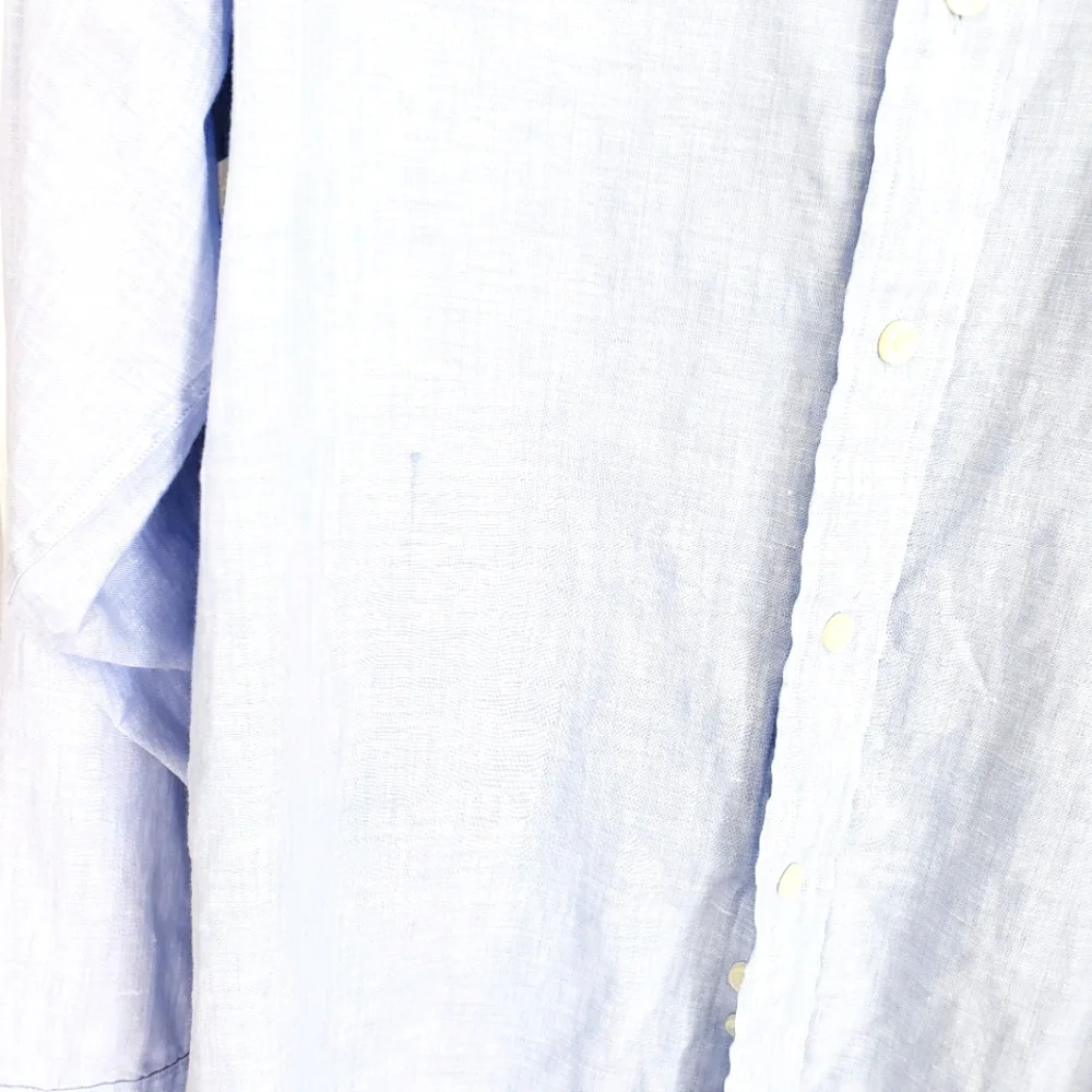 Brooks Brothers Irish Linen Light Blue Shirt 100% Linen - Picture 3 of 12